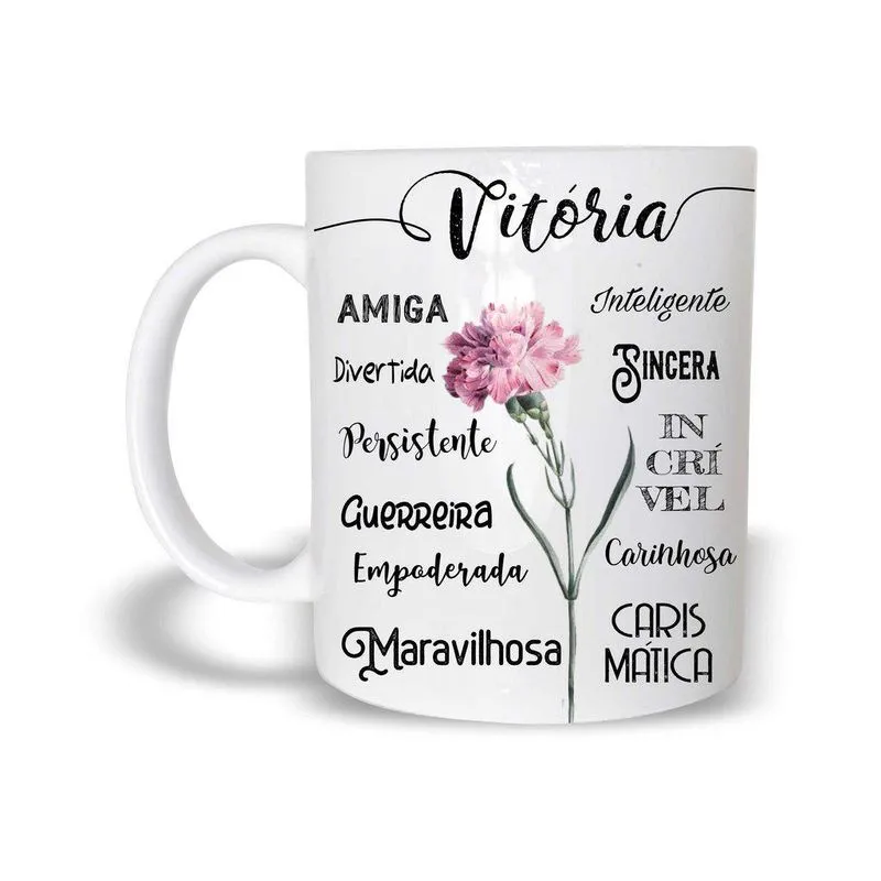 Vitória Caneca Com Nome Polímero 325ml