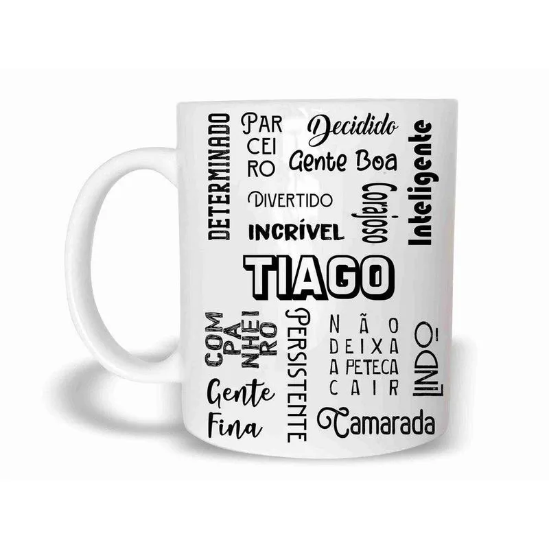 Tiago Caneca Com Nome Polímero 325ml