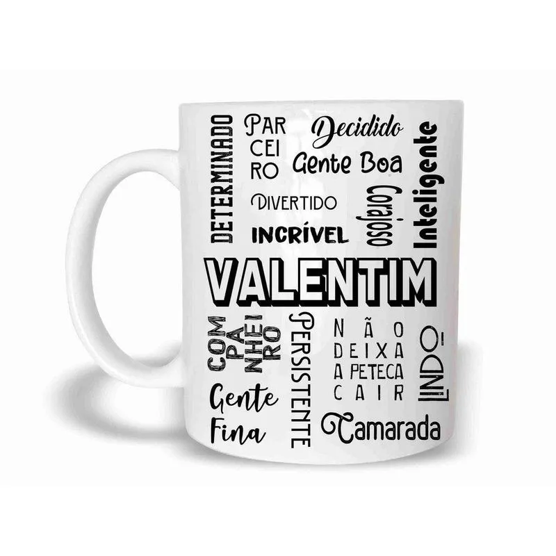 Valentim Caneca Com Nome Polímero 325Ml