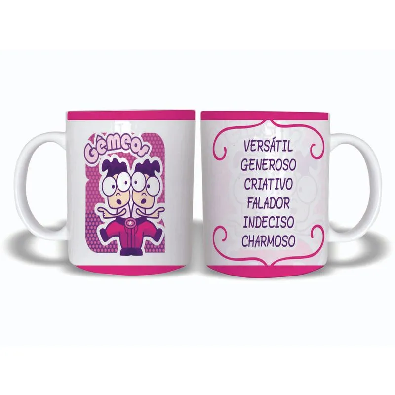 Caneca De Signo Estampada Gêmeos Características Polímero