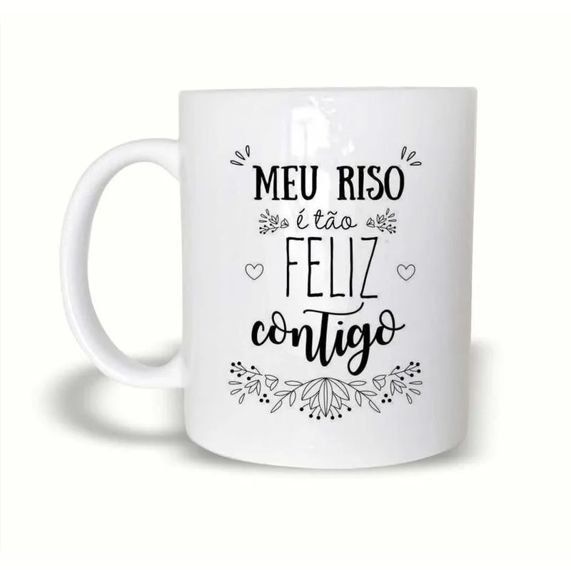 Caneca Meu Riso É Tão Feliz Contigo 325Ml Polímero