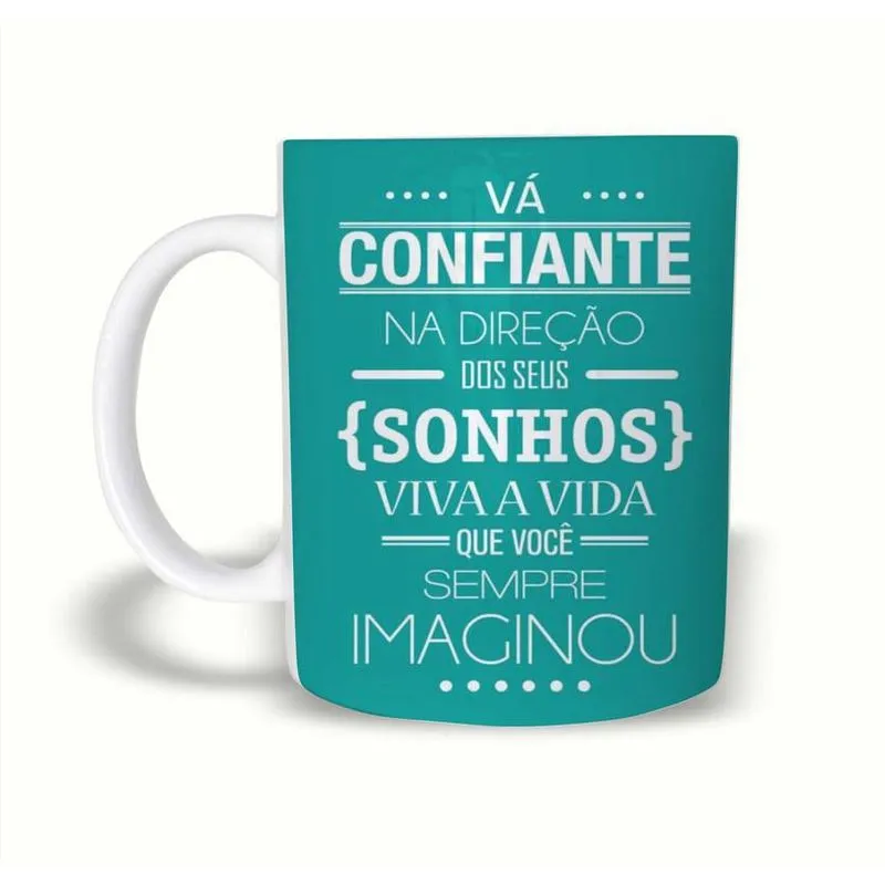 Caneca Motivacional Vá Confiante 325Ml Polímero