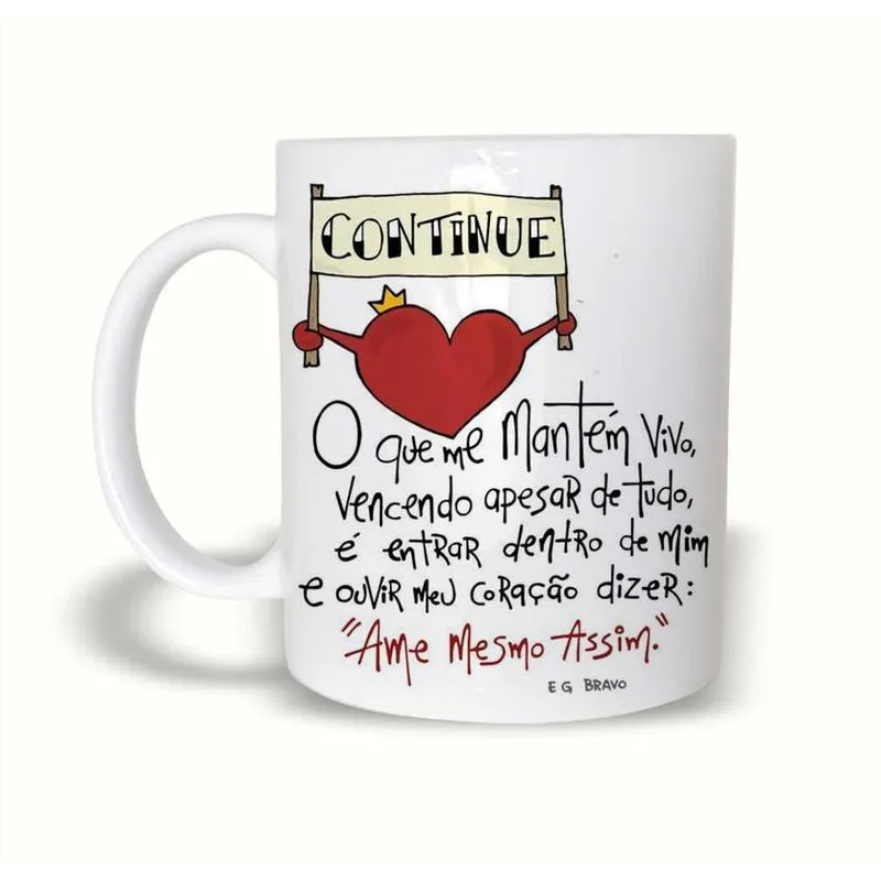 Caneca Motivacional Continue E Ame 325Ml Polímero