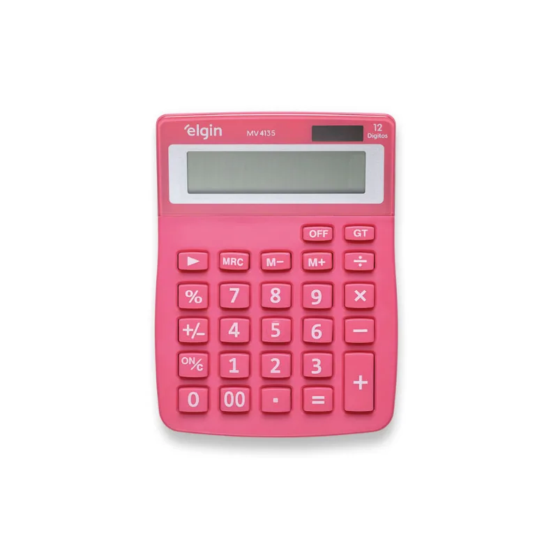 Calculadora de Mesa MV4135 - 12 Dígitos Função Correção Rosa