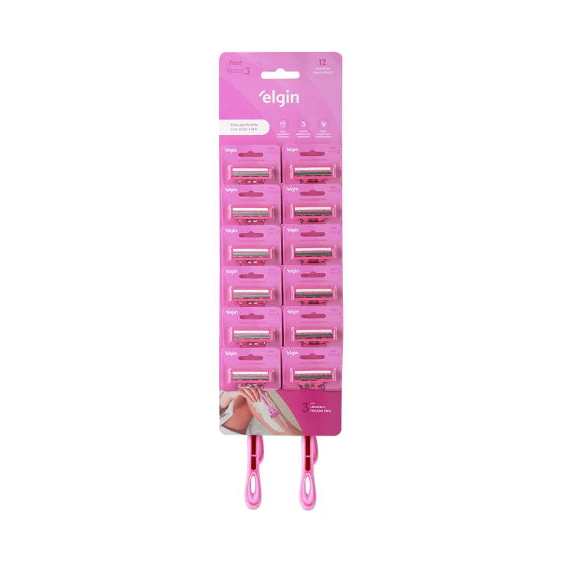 Aparelho Depilatório Fast Razor - 3 Lâminas Cartela com 12 Unidades - Elgin