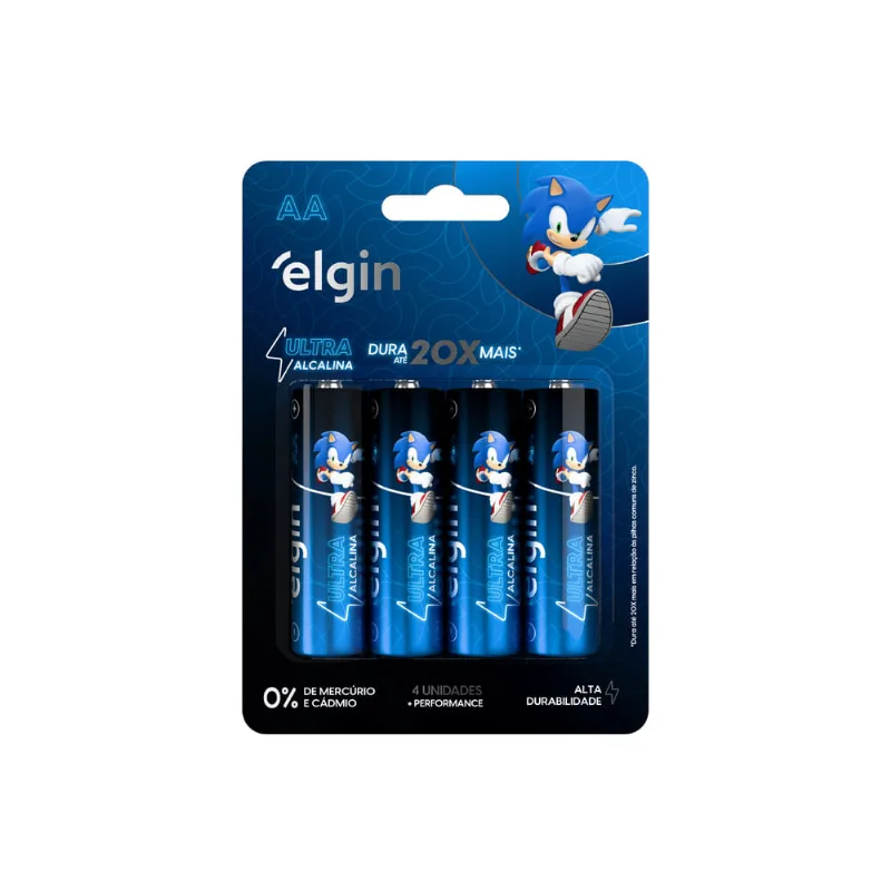Pilha Ultra Alcalina AA – Cartela com 4 Unidades Comum - Elgin