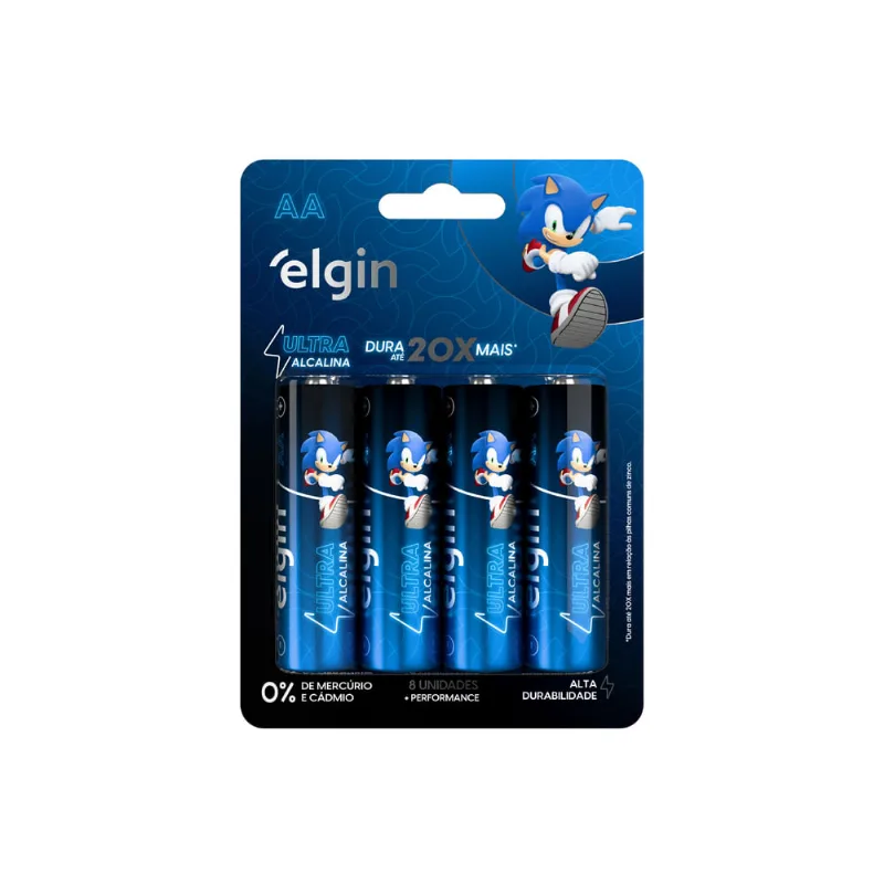 Pilha Ultra Alcalina AA – Cartela com 8 Unidades Comum - Elgin