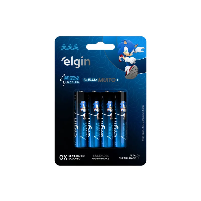 Pilha Ultra Alcalina AAA – Cartela com 8 Unidades Palito - Elgin