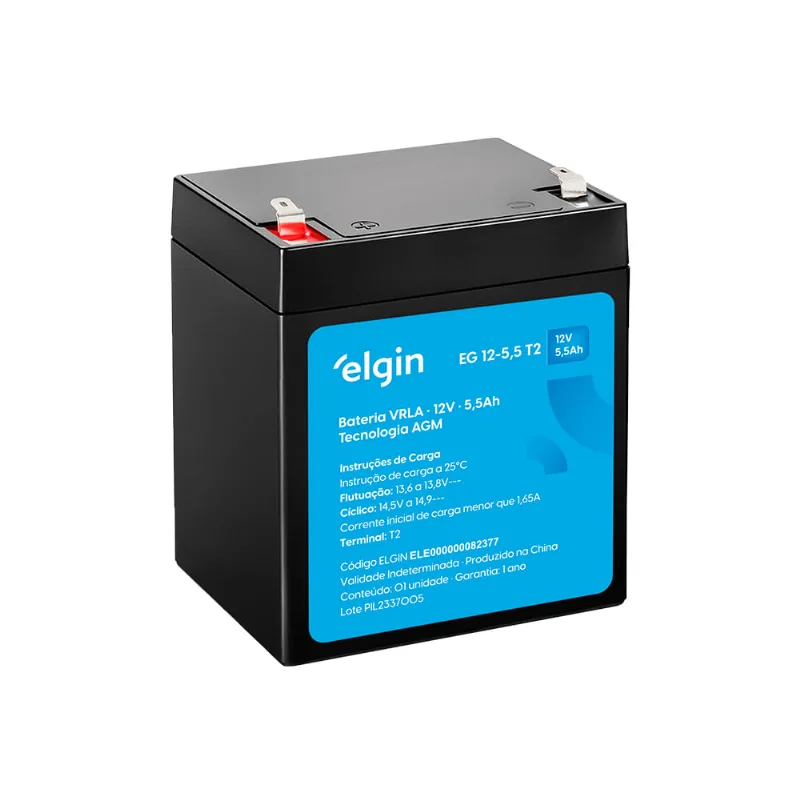 Bateria Selada VRLA-AGM - EG 12V 5,5Ah T2 - Elgin