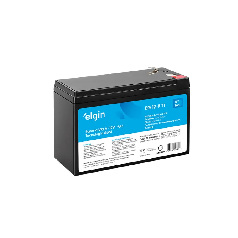 Bateria Selada VRLA-AGM - EG 12V 9Ah T1 - Elgin