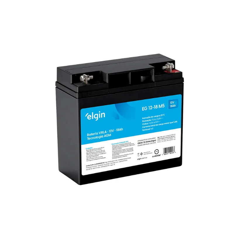 Bateria Selada VRLA-AGM - EG 12V 18Ah M5 - Elgin