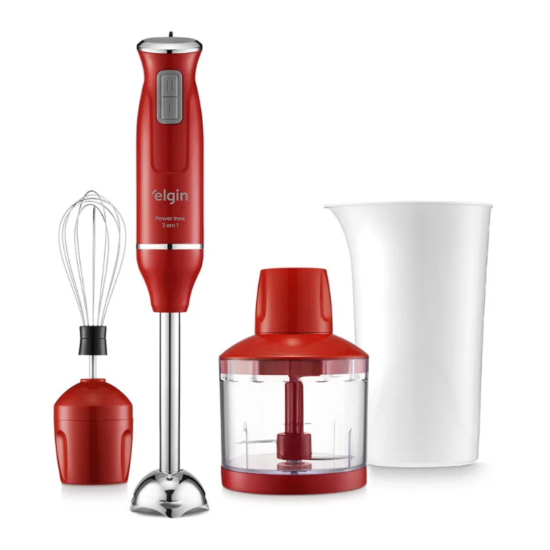 Mixer Power Inox 3 em 1 - 600W Mixer Triturador Batedor Vermelho Mixer Power Inox 3 em 1 Vermelho - Mistura, Tritura e Bate 600W 220V