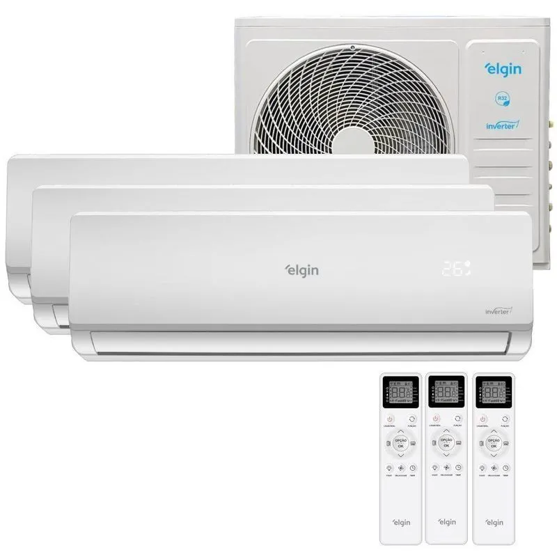 Ar Condicionado Tri Split Elgin 27000 BTUs (HW 09K+09K+09K) Quente e Frio Inverter 220V R32 (MTQE27C2CC)