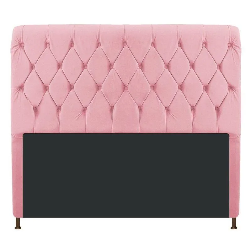 Cabeceira 160 Cm Queen Size Com Capitonê Suede Rosa Bebê