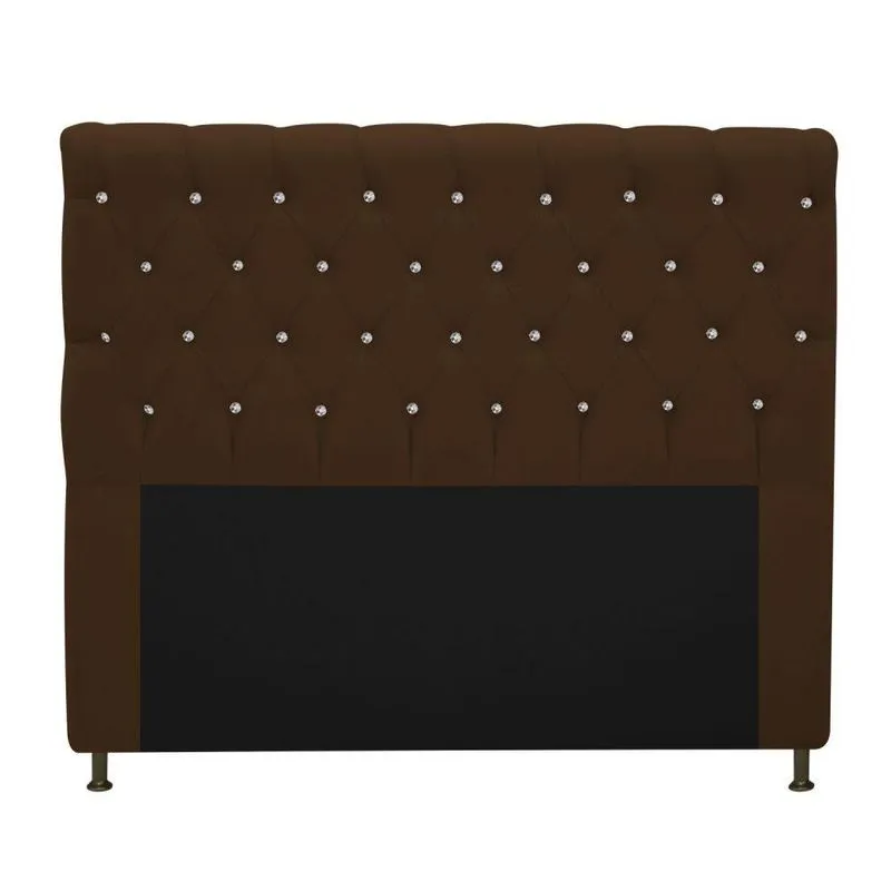 Cabeceira Estofada Cristal 195cm King Size Marrom