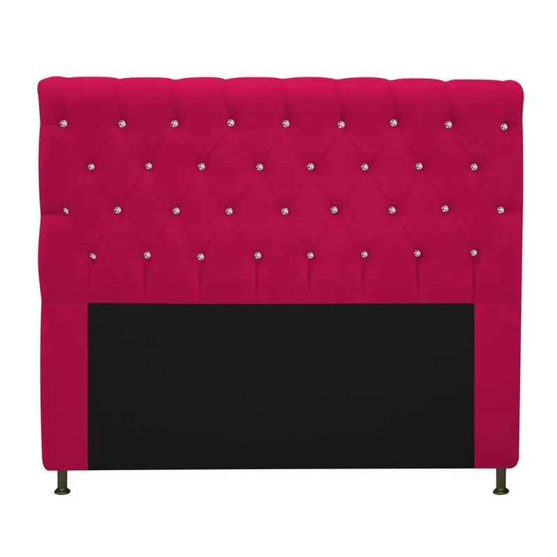 Cabeceira Estofada Cristal 195 cm King Size Com Strass Suede Pink - Amarena Móveis
