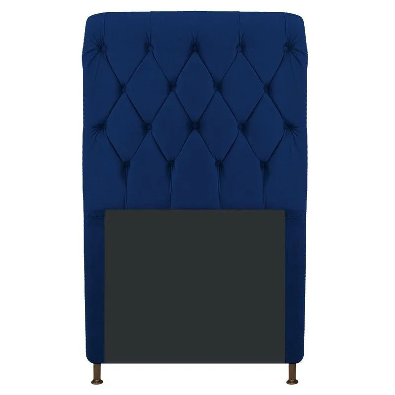 Cabeceira Cristal 90 Cm Solteiro Capitonê Suede Azul Marinho