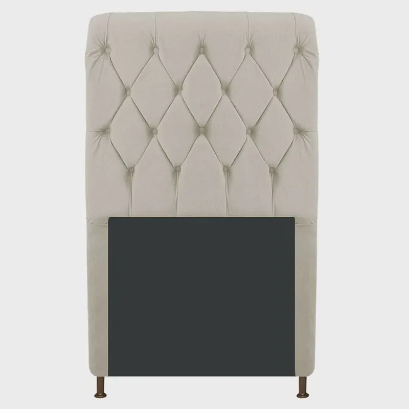 Cabeceira Estofada Cristal 90 cm Solteiro Com Capitonê Suede Bege - Amarena Móveis
