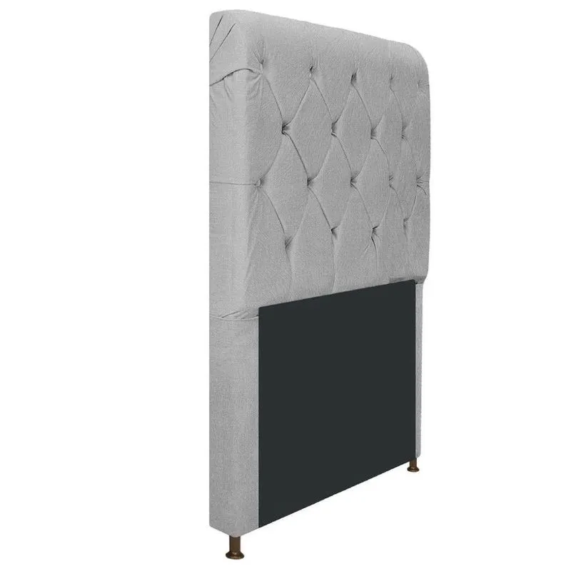 Cabeceira Estofada Cristal 90cm Solteiro Cinza