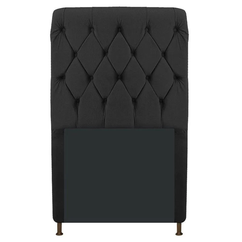 Cabeceira Estofada Cristal 90cm Solteiro Preto