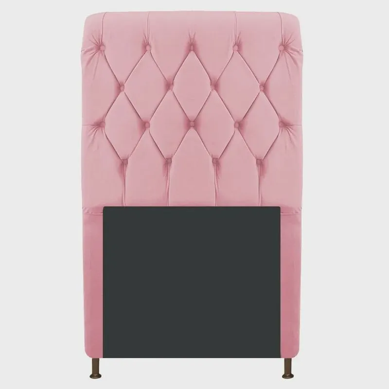 Cabeceira Estofada Cristal 90 cm Solteiro Com Capitonê Suede Rosa Bebê - adj Decor