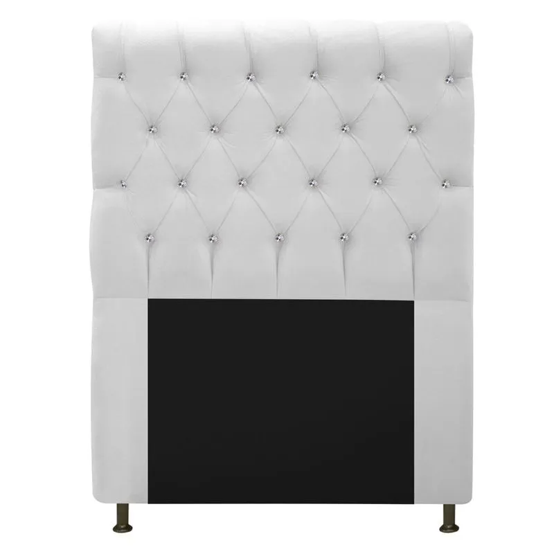 Cabeceira Estofada Cristal 90 cm Solteiro Com Strass Suede Branco - Amarena Móveis