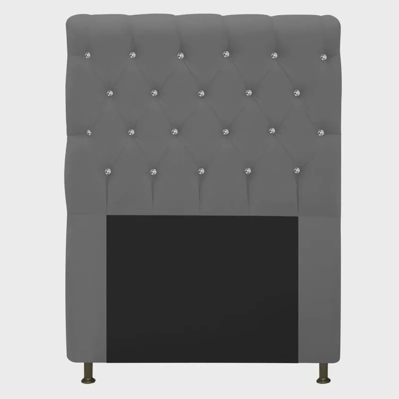 Cabeceira Estofada Cristal 90 cm Solteiro Com Strass Suede Cinza - adj Decor