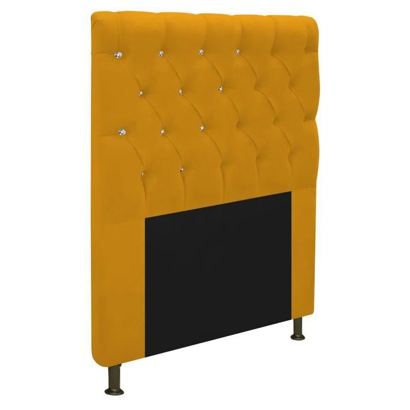 Cabeceira Estofada Cristal 90cm Solteiro Mostarda