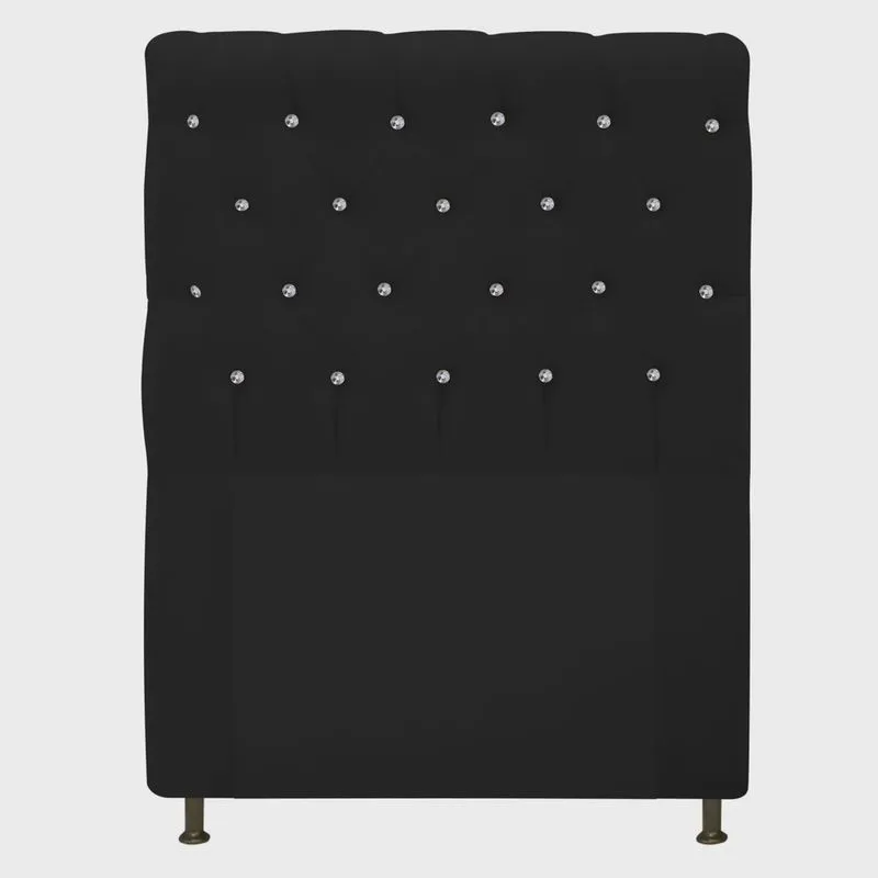 Cabeceira Estofada Cristal 90 cm Solteiro Com Strass Suede Preto - adj Decor