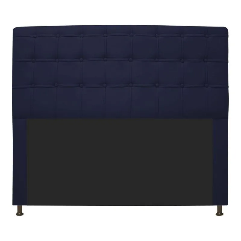 Cabeceira Estofada Dama 140 Cm Casal Corano Azul Marinho