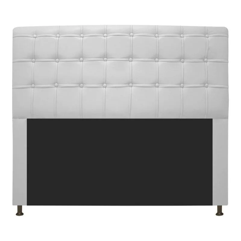 Cabeceira Estofada Dama 140 Cm Casal com Botonê Branco