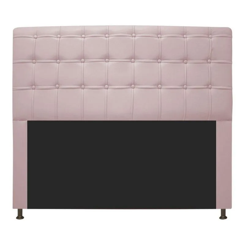 Cabeceira Estofada Dama 140 Cm Casal com Botonê Rosa Bebê