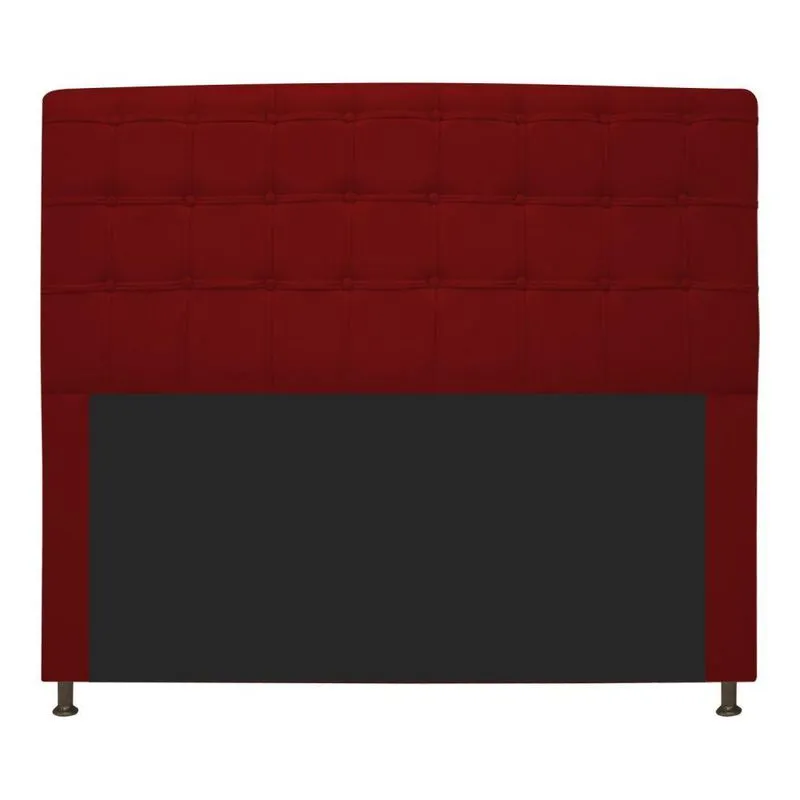 Cabeceira Estofada 140 Cm Casal Com Botonê Corano Vermelho