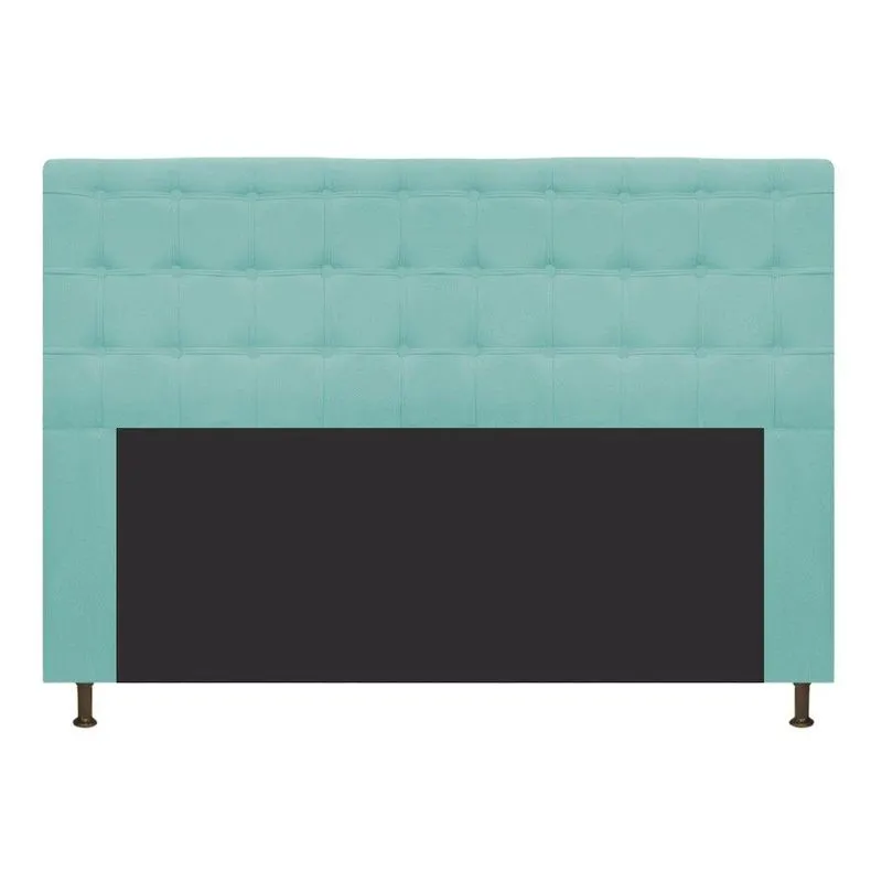 Cabeceira Estofada Dama 140 Cm Casal Suede Azul Tiffany