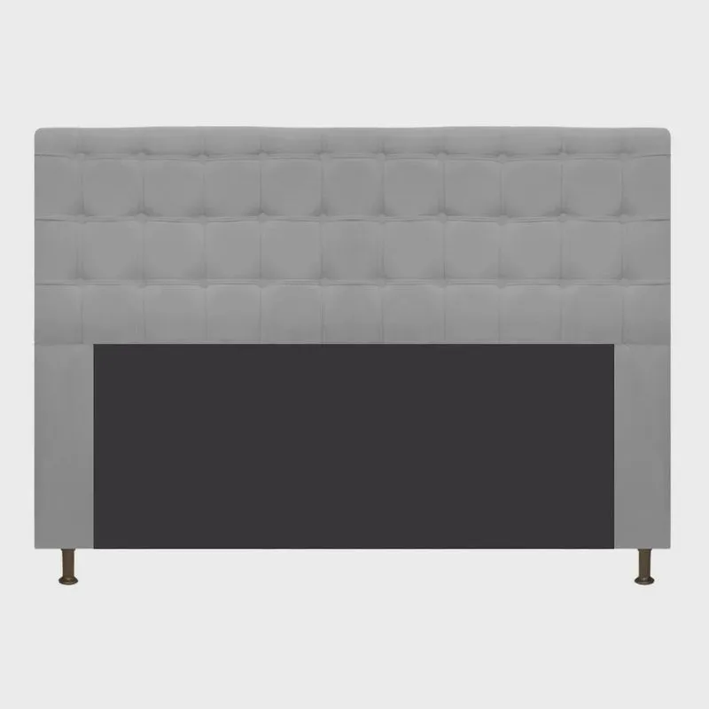 Cabeceira Estofada Dama 140 cm Casal Com Botonê Suede Cinza - adj Decor