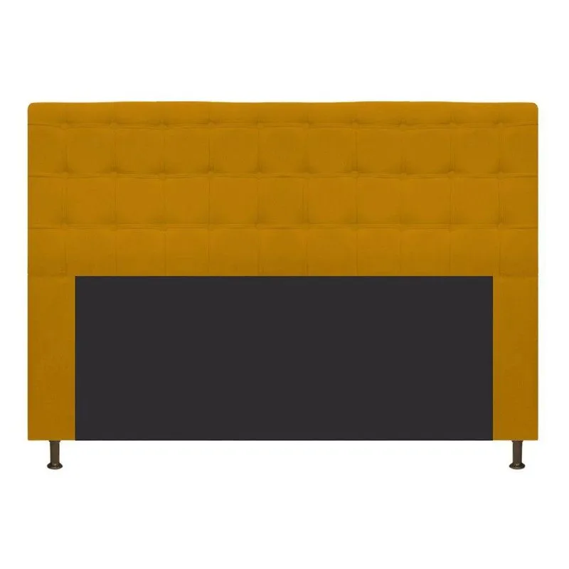 Cabeceira Estofada Dama 140cm Casal Suede Mostarda