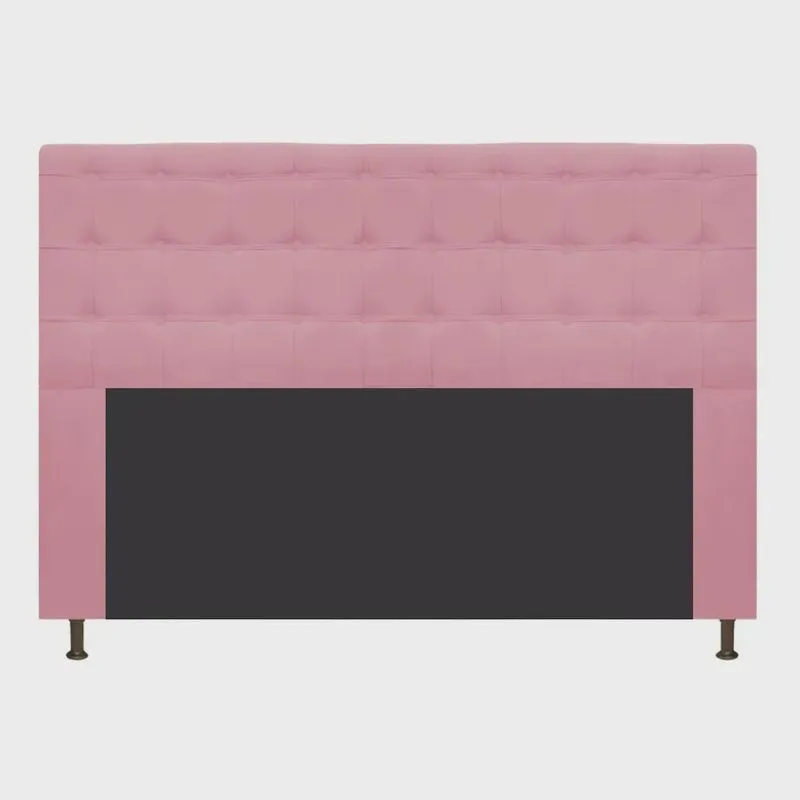 Cabeceira Estofada Dama 140 cm Casal Com Botonê Suede Rosa Bebê - adj Decor