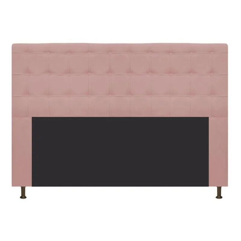 Cabeceira Estofada Dama 140cm Casal Botonê Suede Rosê