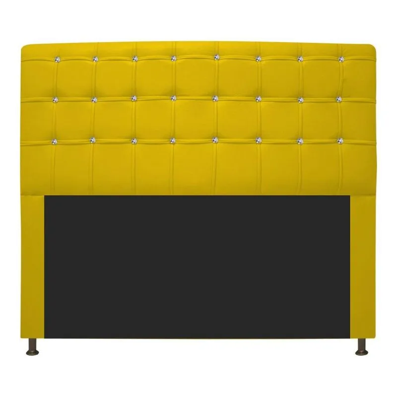 Cabeceira Estofada Dama 140 Cm Casal com Strass Amarelo