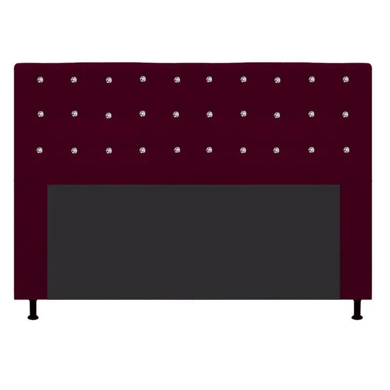 Cabeceira Estofada Dama 140 Cm Casal com Strass Suede Bordô