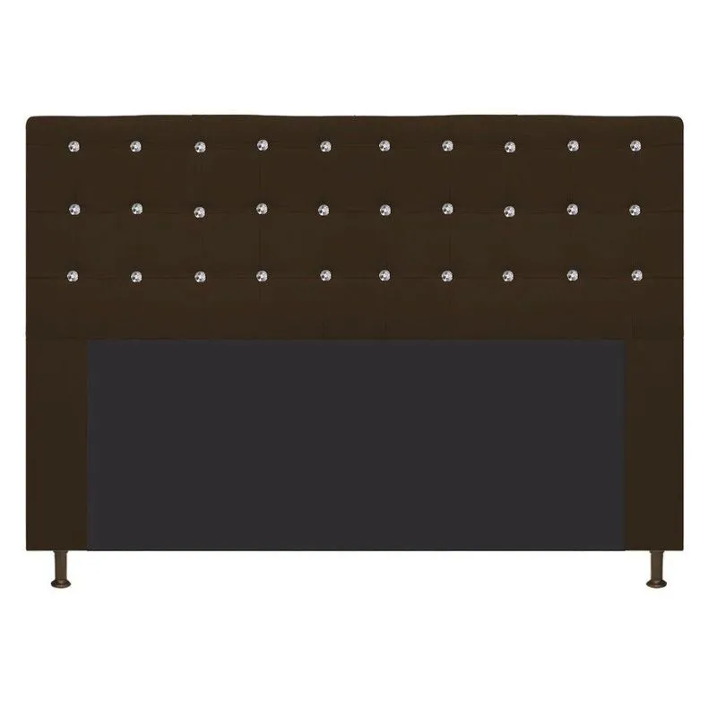 Cabeceira Estofada Dama 140cm Casal Strass Suede Marrom