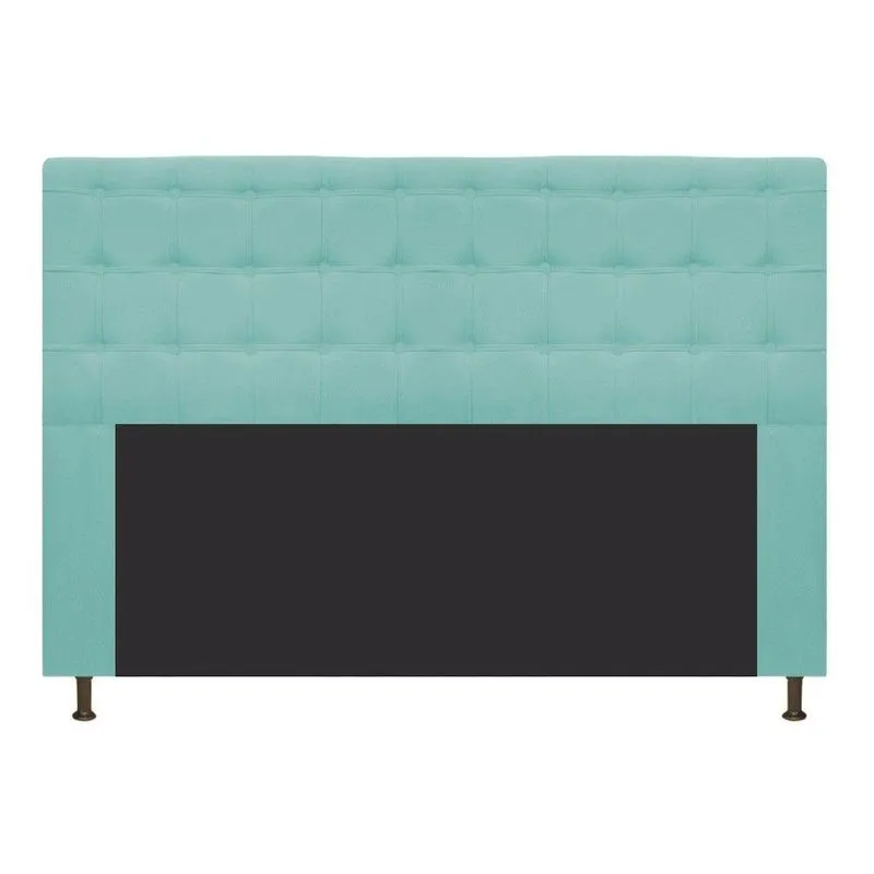 Cabeceira Estofada Dama 160 Cm Queen Size Suede Azul Tiffany