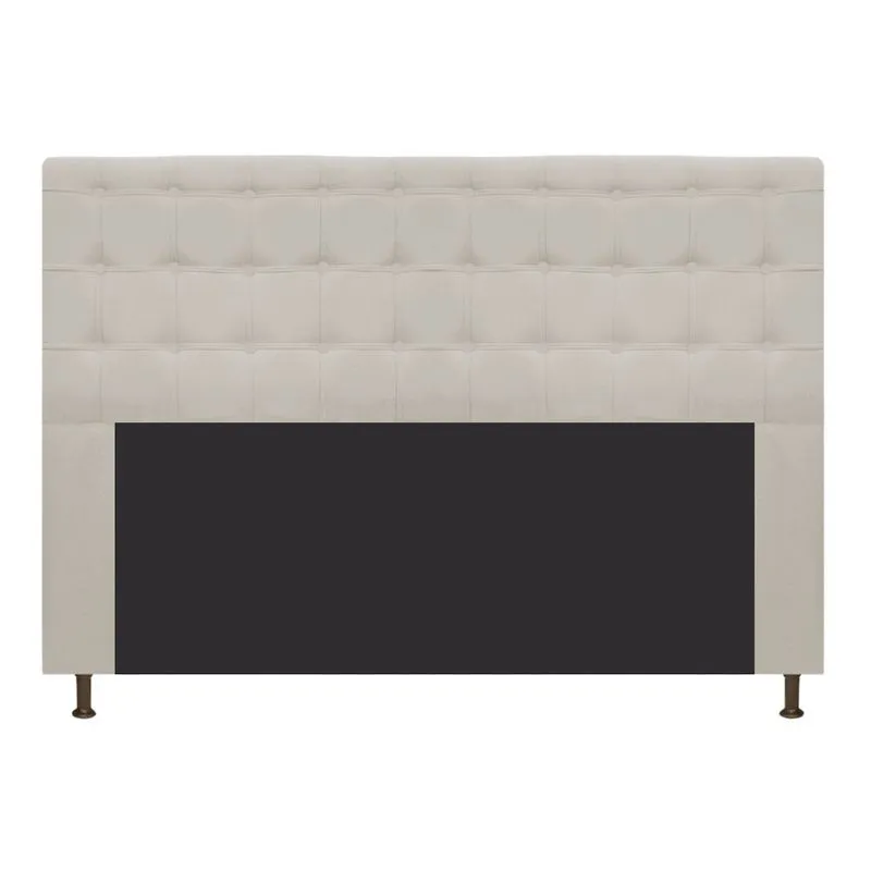 Cabeceira Estofada Dama 160 cm Queen Size Com Botonê Suede Bege - Amarena Móveis