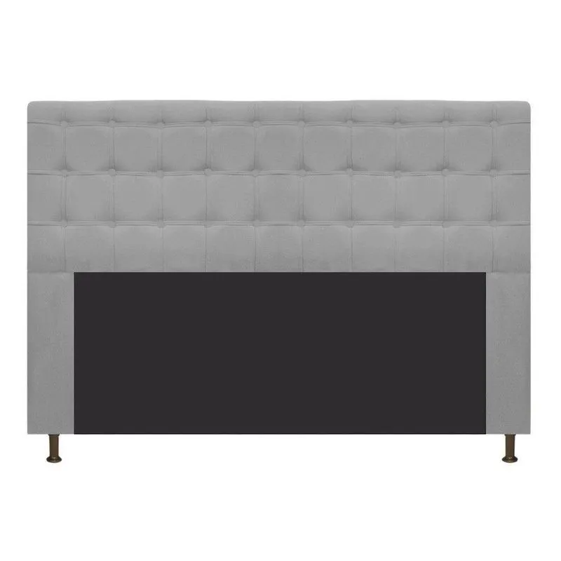 Cabeceira Estofada Dama 160 Cm Queen Size com Botonê Cinza