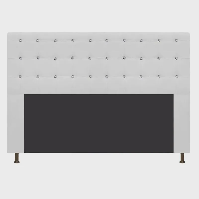 Cabeceira Estofada Dama 160 cm Queen Size Com Strass Suede Branco - adj Decor