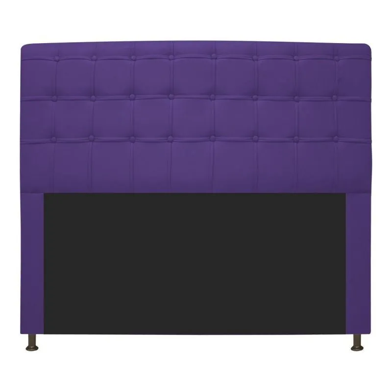 Cabeceira Estofada Dama 195cm King Size Com Botonê Corano Roxo Adj Decor