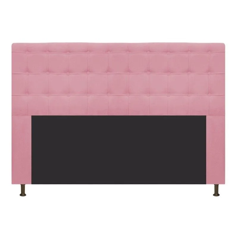 Cabeceira Dama 195 Cm King Size Com Botonê Suede Rosa Bebê