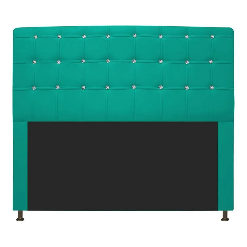 Cabeceira Dama 195cm King Size Com Strass Azul Turquesa