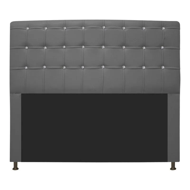 Cabeceira Estofada Dama 195 Cm King Size Com Strass Cinza