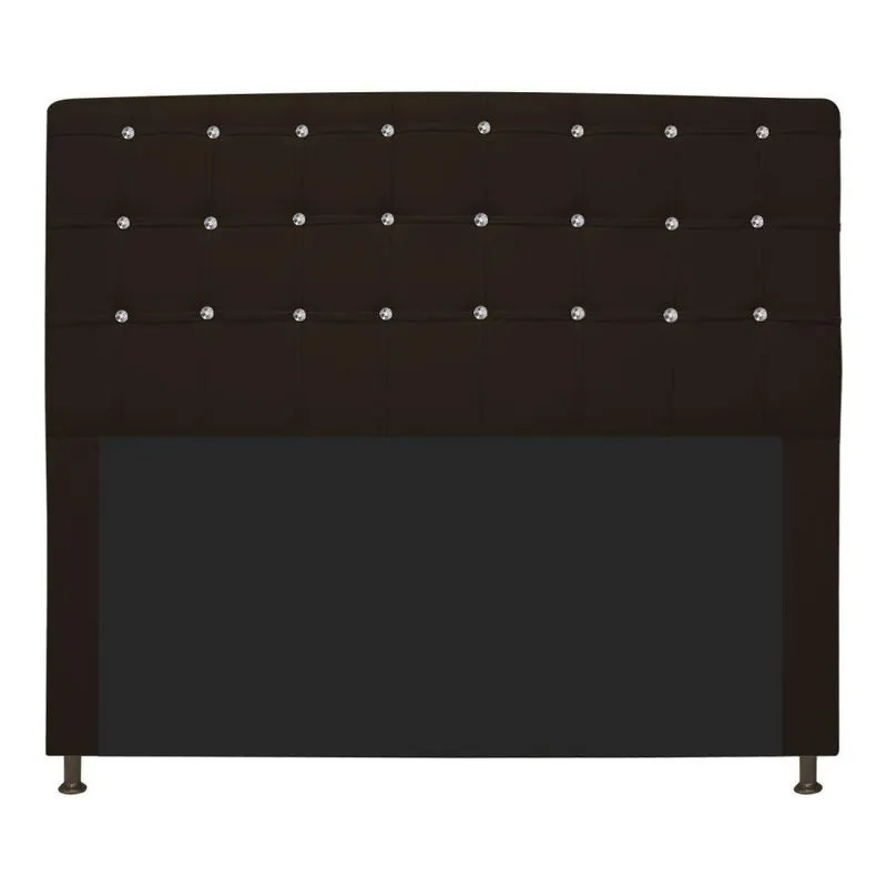 Cabeceira Estofada Dama 195 Cm King Size Com Strass Marrom